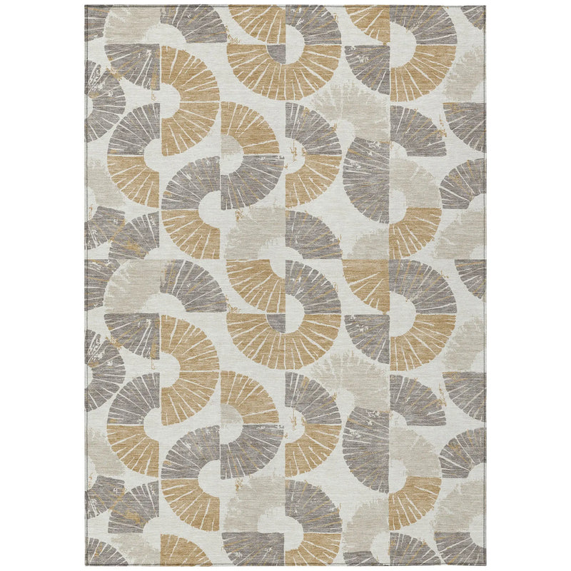 10' X 14' Ivory And Gold Geometric Washable Indoor Outdoor Area Rug Homeroots Outdoor