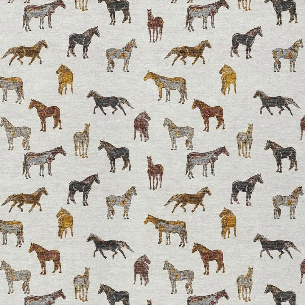 10' X 14' Ivory And Gold Horse Washable Indoor Outdoor Area Rug Homeroots Outdoor