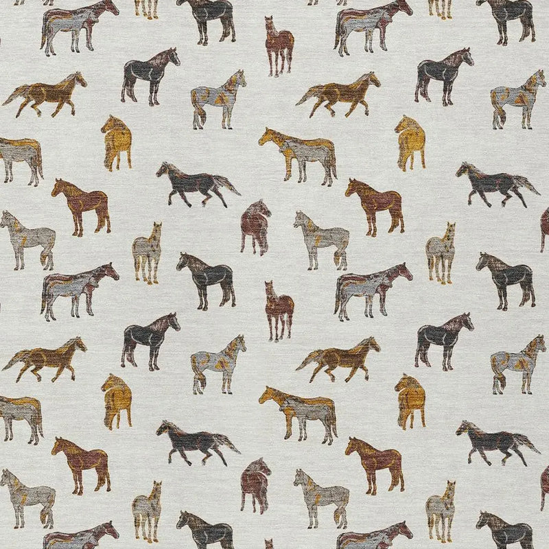 10' X 14' Ivory And Gold Horse Washable Indoor Outdoor Area Rug Homeroots Outdoor