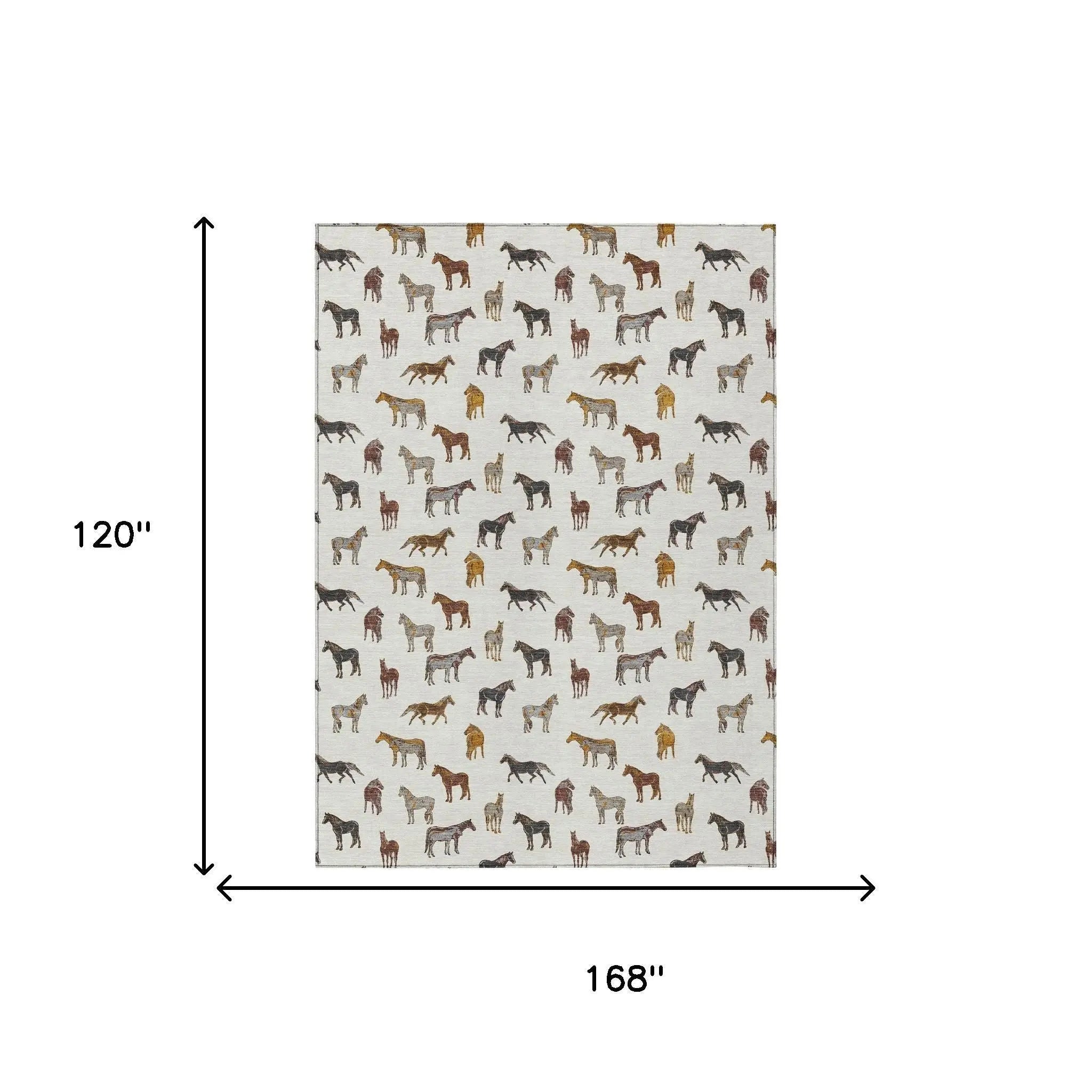 10' X 14' Ivory And Gold Horse Washable Indoor Outdoor Area Rug Homeroots Outdoor