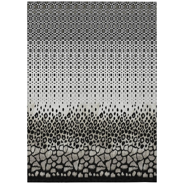 10' X 14' Ivory And Graphite Geometric Washable Indoor Outdoor Area Rug Homeroots Outdoor