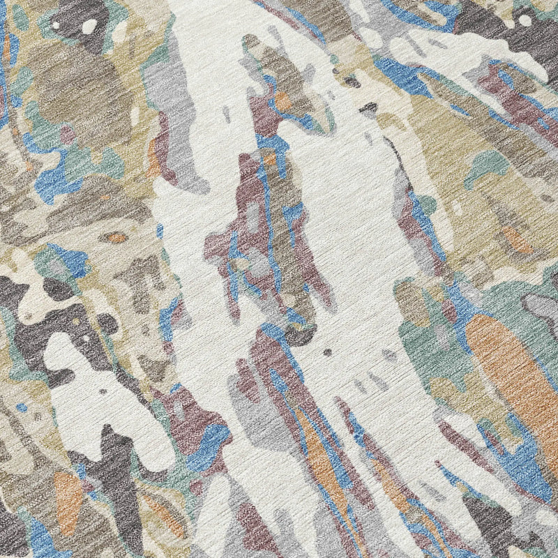 10' X 14' Ivory And Gray Abstract Washable Indoor Outdoor Area Rug Homeroots Outdoor