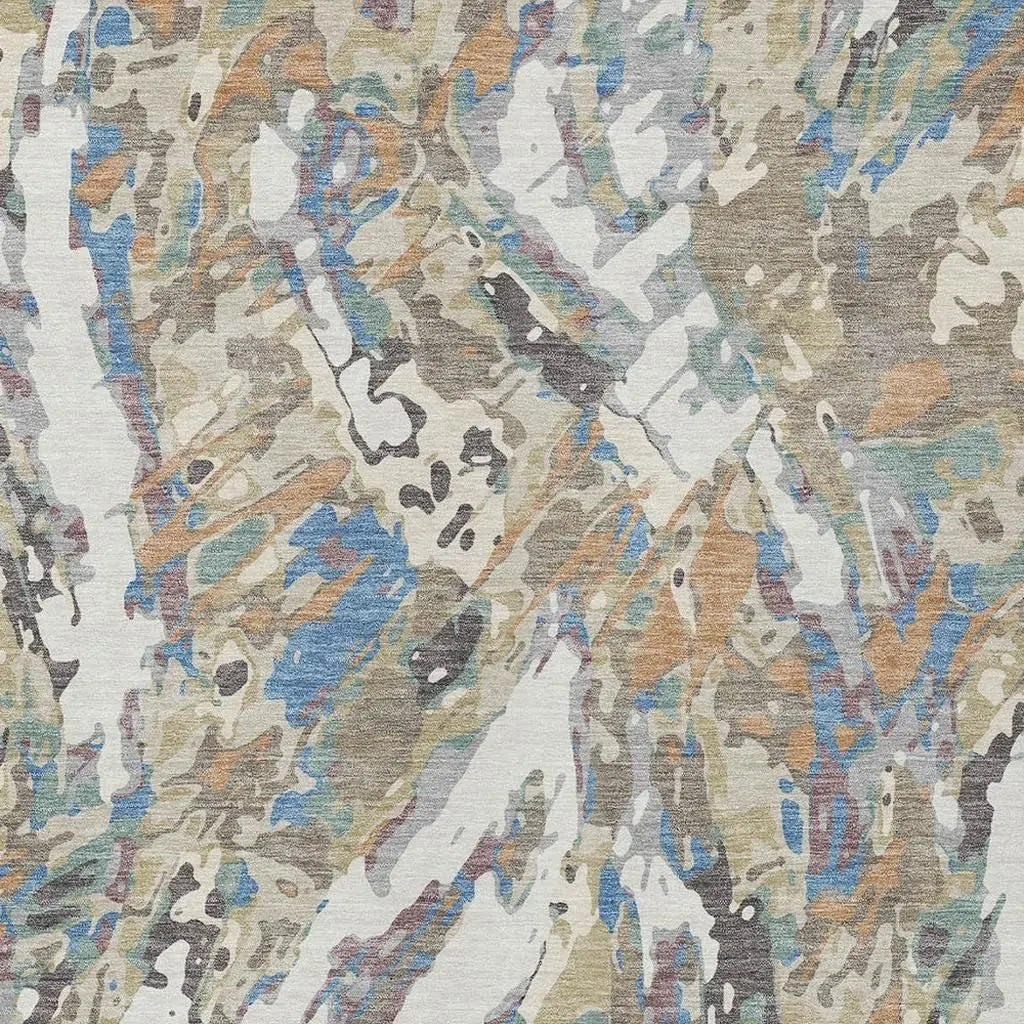 10' X 14' Ivory And Gray Abstract Washable Indoor Outdoor Area Rug Homeroots Outdoor
