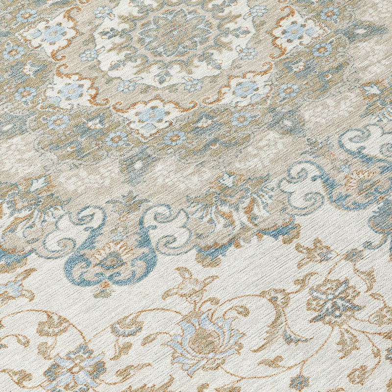10' X 14' Ivory And Gray Floral Medallion Washable Indoor Outdoor Area Rug Homeroots Outdoor