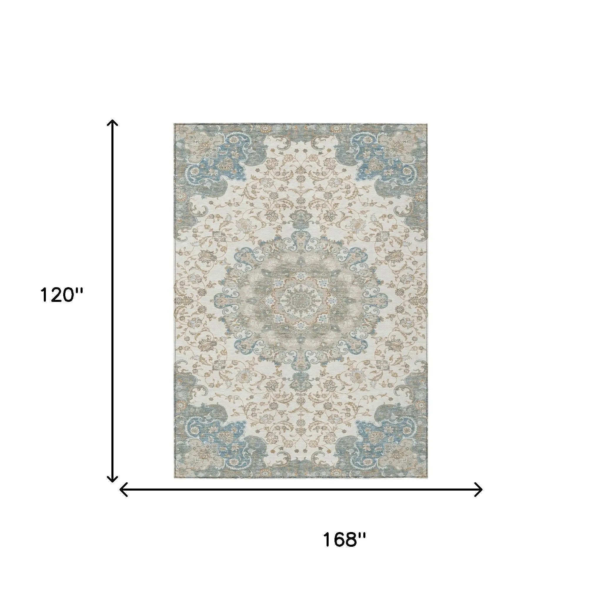 10' X 14' Ivory And Gray Floral Medallion Washable Indoor Outdoor Area Rug Homeroots Outdoor