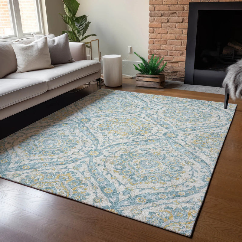 10' X 14' Ivory And Gray Floral Washable Indoor Outdoor Area Rug Homeroots Outdoor