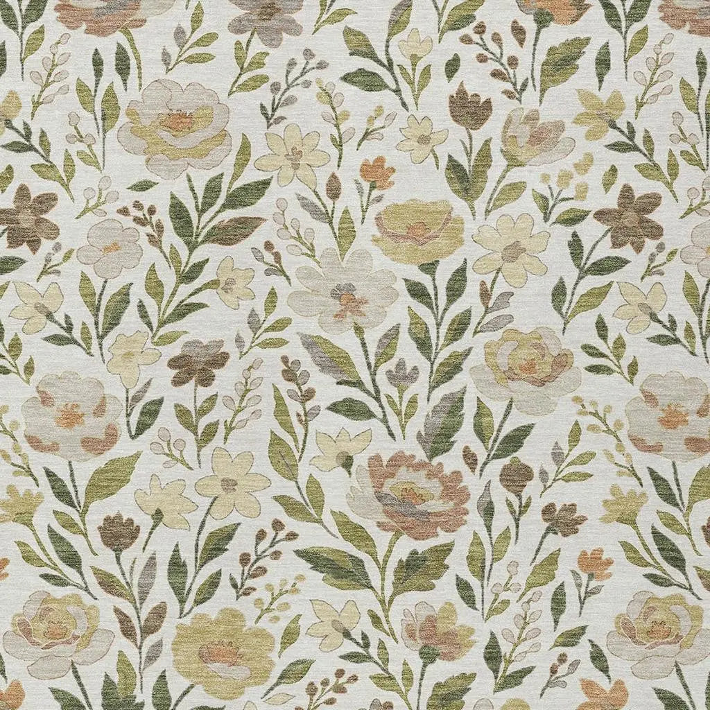 10' X 14' Ivory And Gray Floral Washable Indoor Outdoor Area Rug Homeroots Outdoor