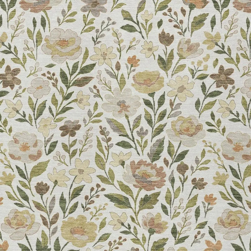 10' X 14' Ivory And Gray Floral Washable Indoor Outdoor Area Rug Homeroots Outdoor