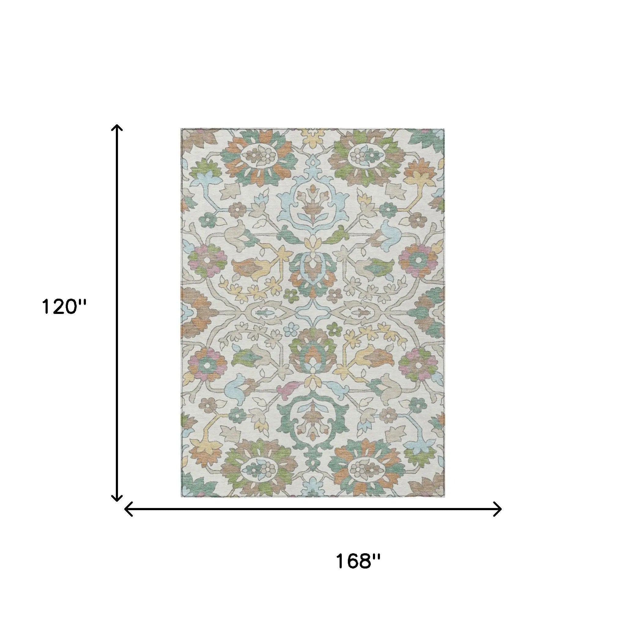 10' X 14' Ivory And Gray Floral Washable Indoor Outdoor Area Rug Homeroots Outdoor