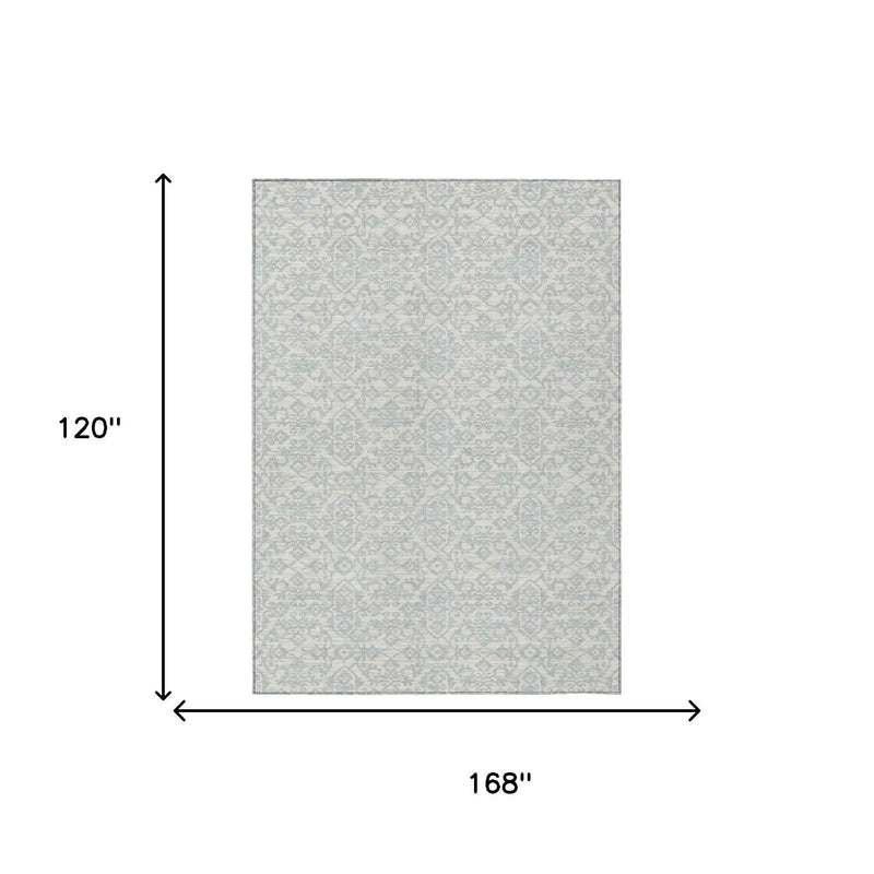 10' X 14' Ivory And Gray Oriental Washable Indoor Outdoor Area Rug Homeroots Outdoor