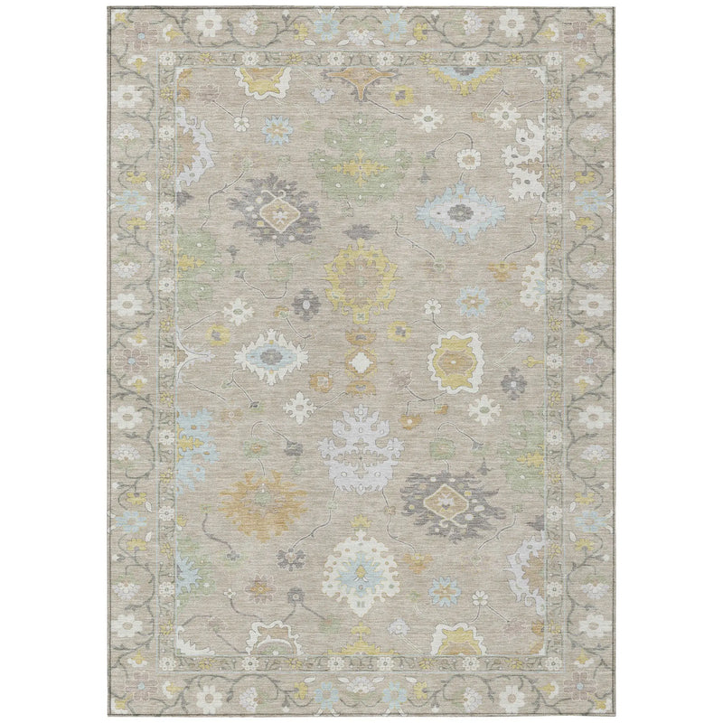 10' X 14' Ivory And Gray Oriental Washable Indoor Outdoor Area Rug Homeroots Outdoor