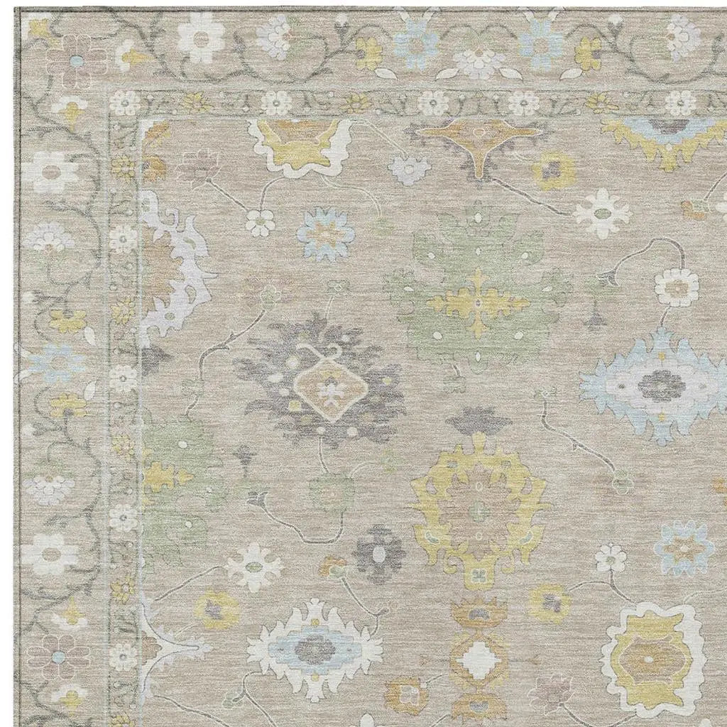 10' X 14' Ivory And Gray Oriental Washable Indoor Outdoor Area Rug Homeroots Outdoor