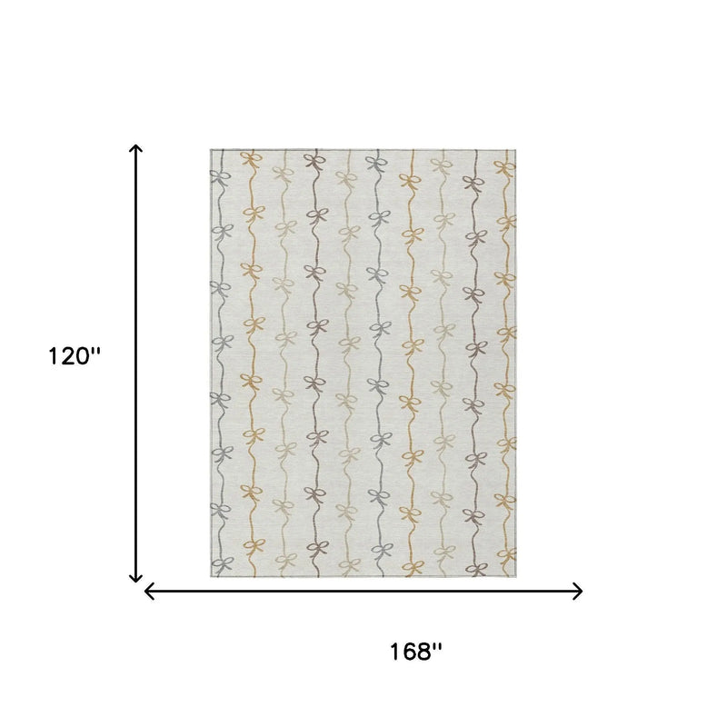 10' X 14' Ivory And Gray Southwestern Washable Indoor Outdoor Area Rug Homeroots Outdoor