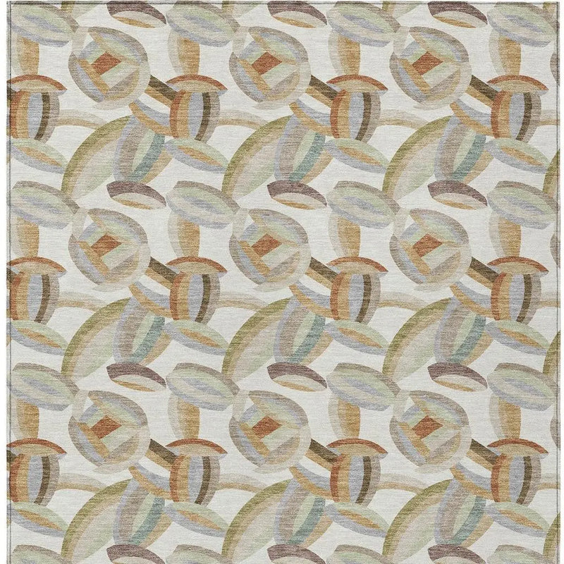 10' X 14' Ivory And Green Abstract Washable Indoor Outdoor Area Rug Homeroots Outdoor