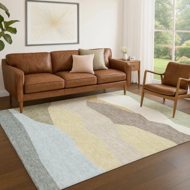 10' X 14' Ivory And Green Geometric Washable Indoor Outdoor Area Rug Homeroots Outdoor