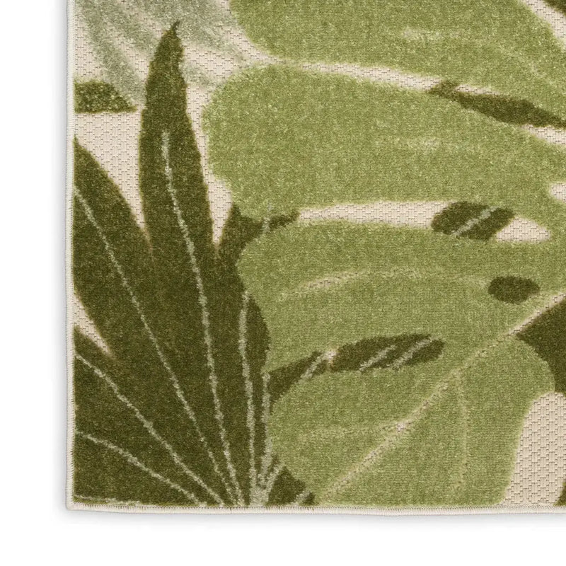 10' X 14' Ivory And Green Palm Leaf Indoor Outdoor Area Rug Homeroots Outdoor