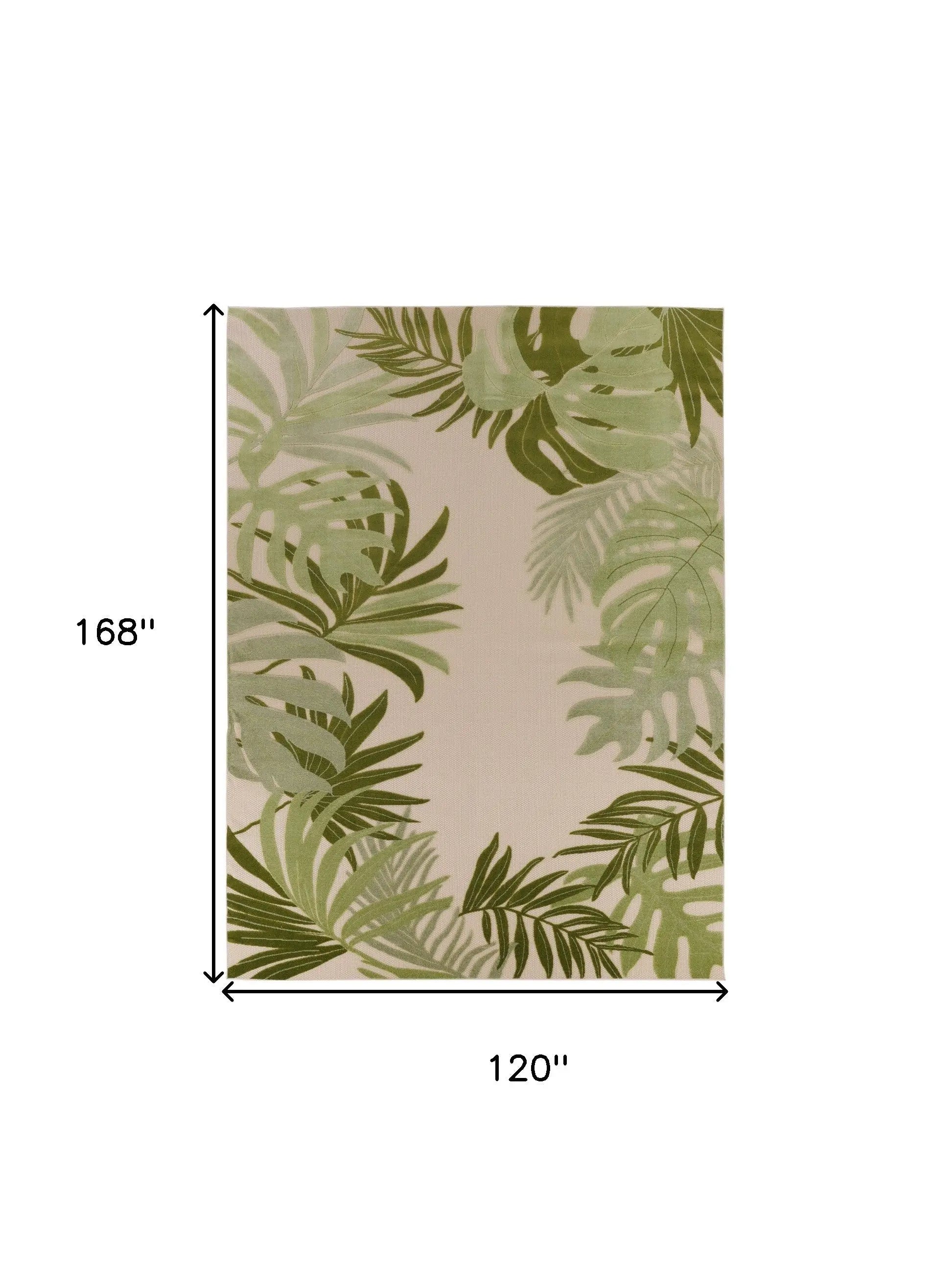10' X 14' Ivory And Green Palm Leaf Indoor Outdoor Area Rug Homeroots Outdoor