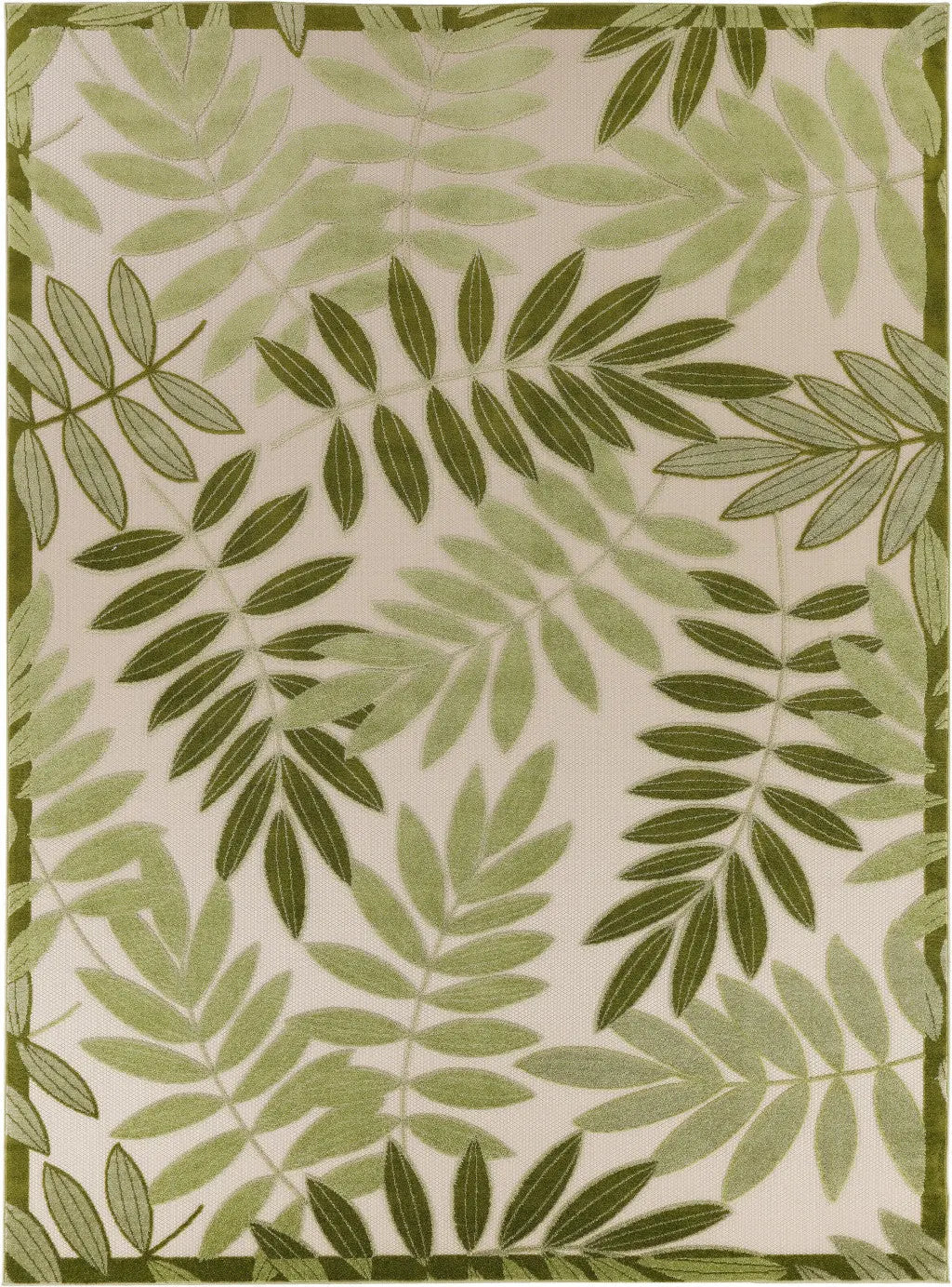 10' X 14' Ivory And Green Palm Leaf Indoor Outdoor Area Rug Homeroots Outdoor