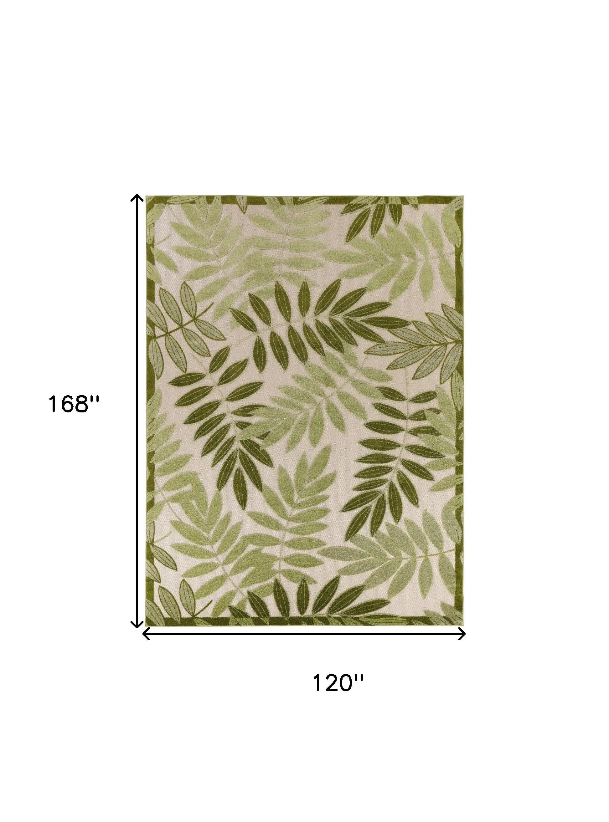 10' X 14' Ivory And Green Palm Leaf Indoor Outdoor Area Rug Homeroots Outdoor