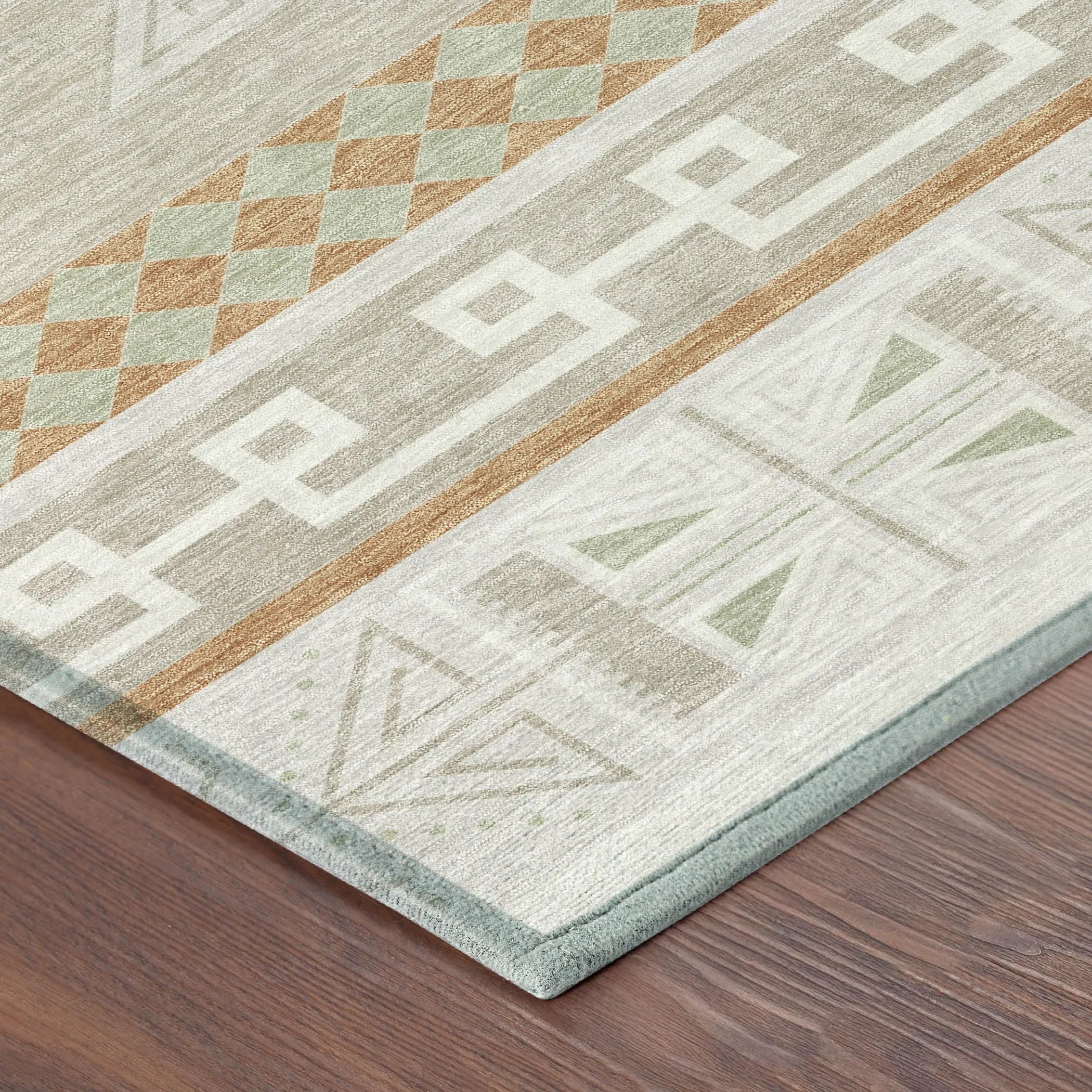 10' X 14' Ivory And Green Tribal Washable Indoor Outdoor Area Rug Homeroots Outdoor