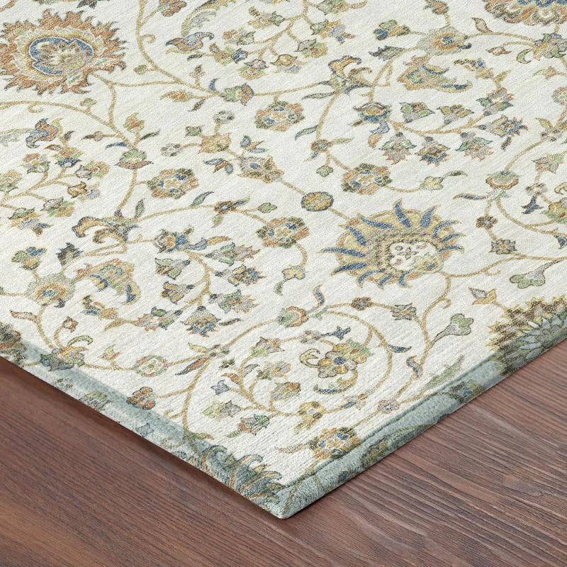 10' X 14' Ivory And Khaki Floral Washable Indoor Outdoor Area Rug Homeroots Outdoor
