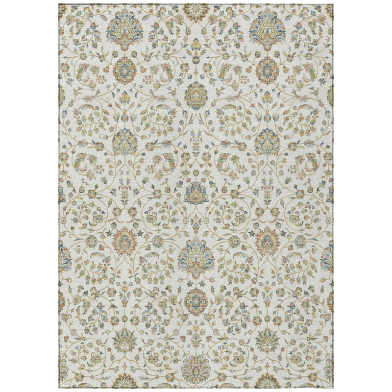 10' X 14' Ivory And Khaki Floral Washable Indoor Outdoor Area Rug Homeroots Outdoor