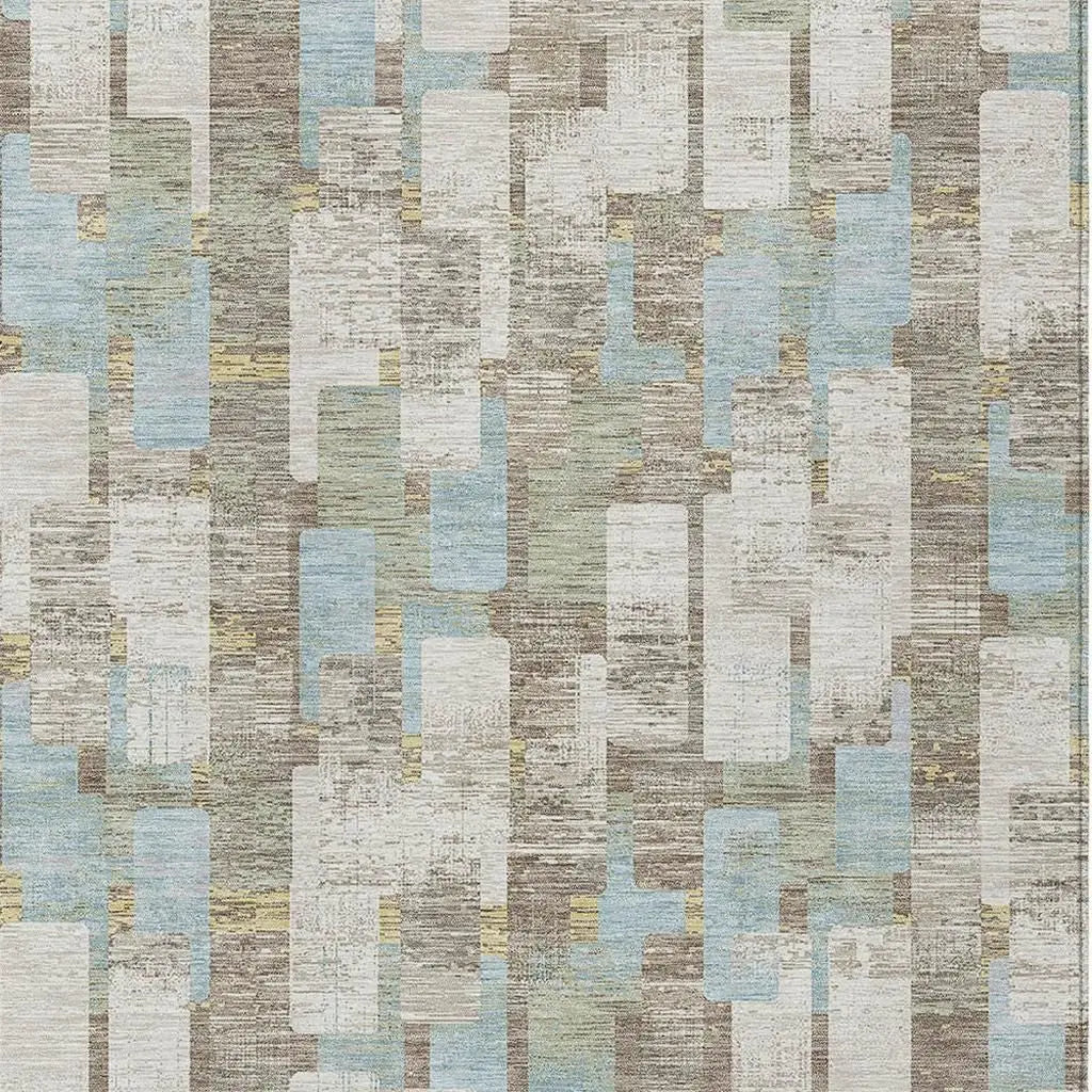 10' X 14' Ivory And Khaki Geometric Washable Indoor Outdoor Area Rug Homeroots Outdoor