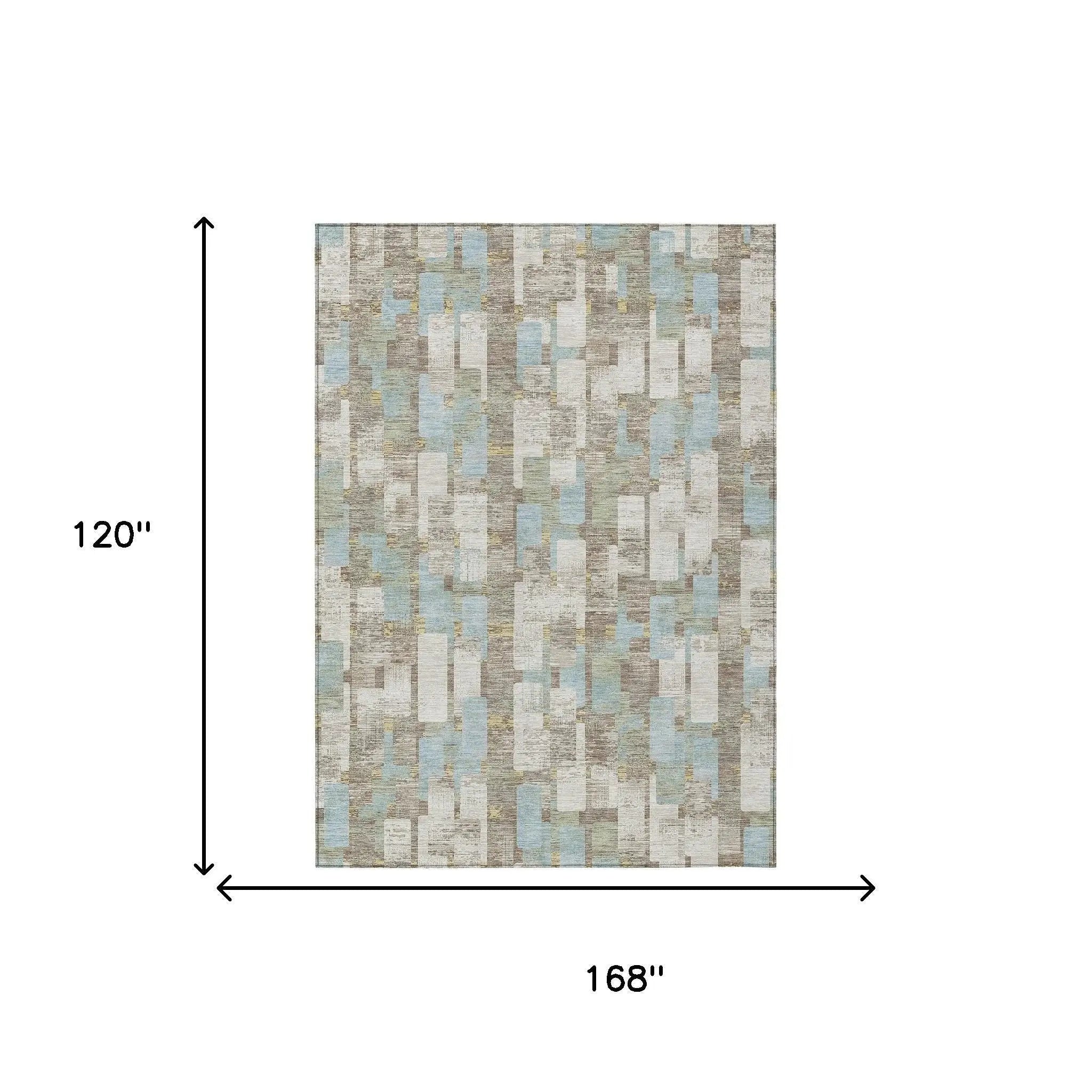 10' X 14' Ivory And Khaki Geometric Washable Indoor Outdoor Area Rug Homeroots Outdoor