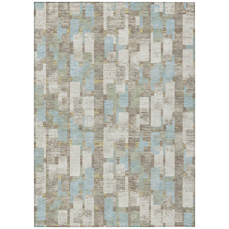 10' X 14' Ivory And Khaki Geometric Washable Indoor Outdoor Area Rug Homeroots Outdoor