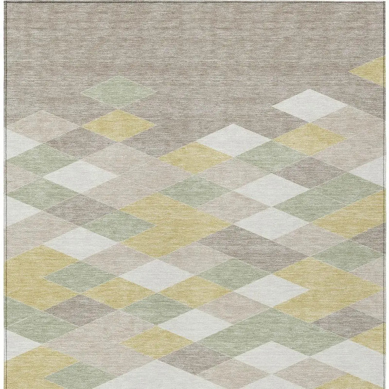10' X 14' Ivory And Khaki Geometric Washable Indoor Outdoor Area Rug Homeroots Outdoor