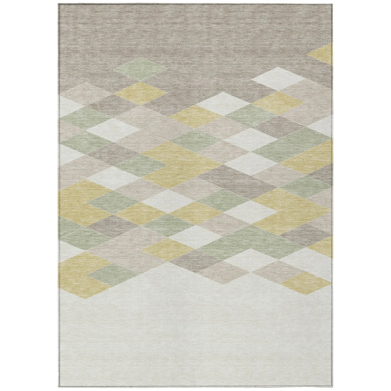 10' X 14' Ivory And Khaki Geometric Washable Indoor Outdoor Area Rug Homeroots Outdoor