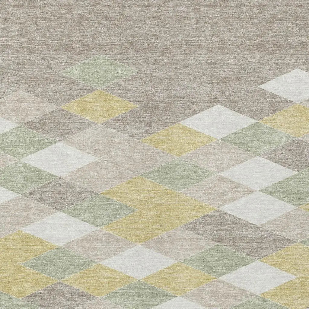 10' X 14' Ivory And Khaki Geometric Washable Indoor Outdoor Area Rug Homeroots Outdoor