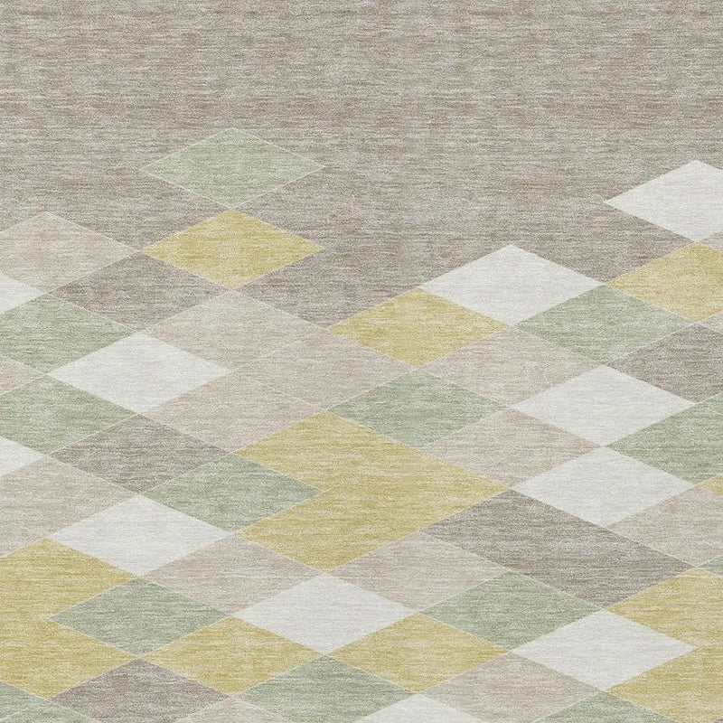 10' X 14' Ivory And Khaki Geometric Washable Indoor Outdoor Area Rug Homeroots Outdoor