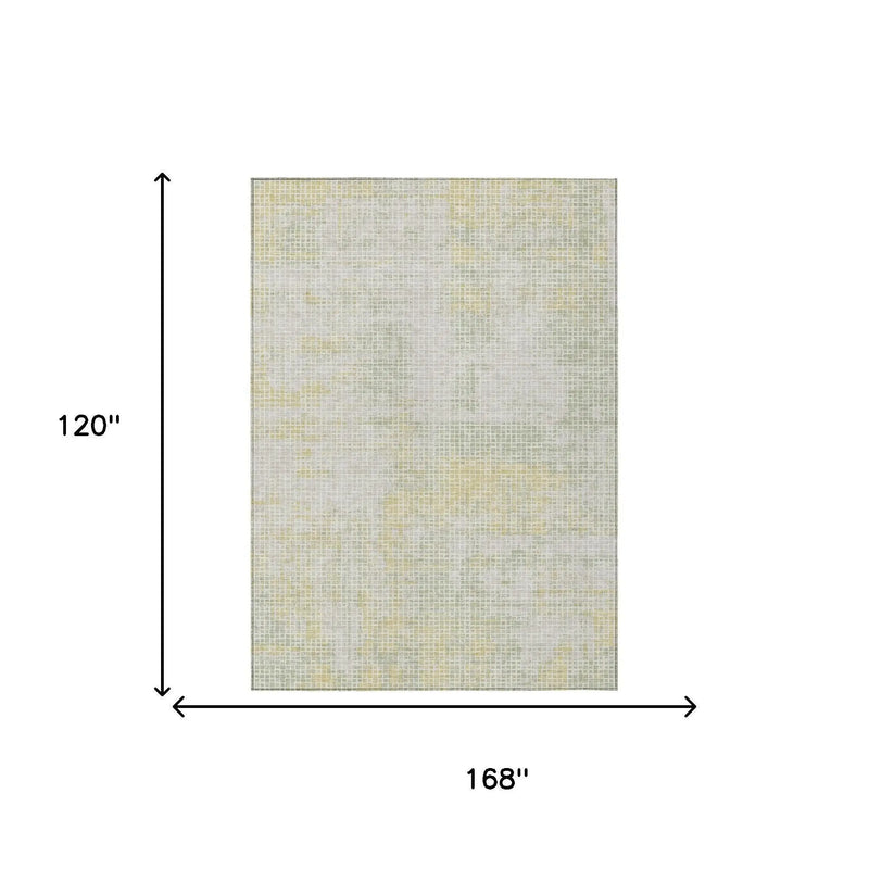 10' X 14' Ivory And Linen Abstract Washable Indoor Outdoor Area Rug Homeroots Outdoor
