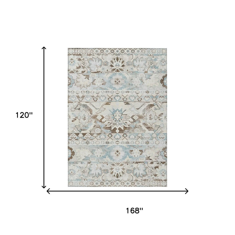 10' X 14' Ivory And Linen Cactus Washable Indoor Outdoor Area Rug Homeroots Outdoor