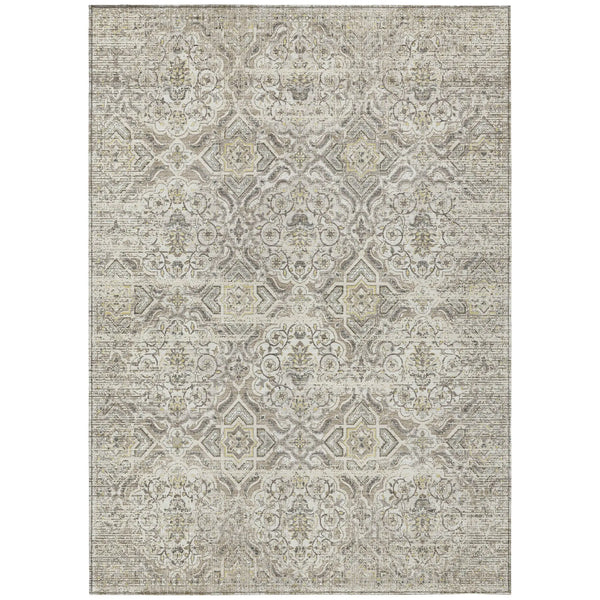 10' X 14' Ivory And Linen Floral Washable Indoor Outdoor Area Rug Homeroots Outdoor