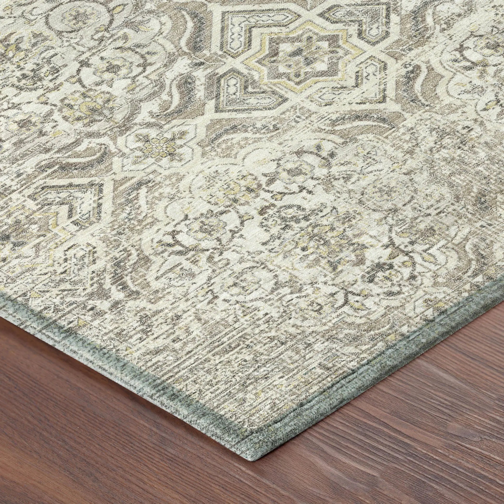 10' X 14' Ivory And Linen Floral Washable Indoor Outdoor Area Rug Homeroots Outdoor