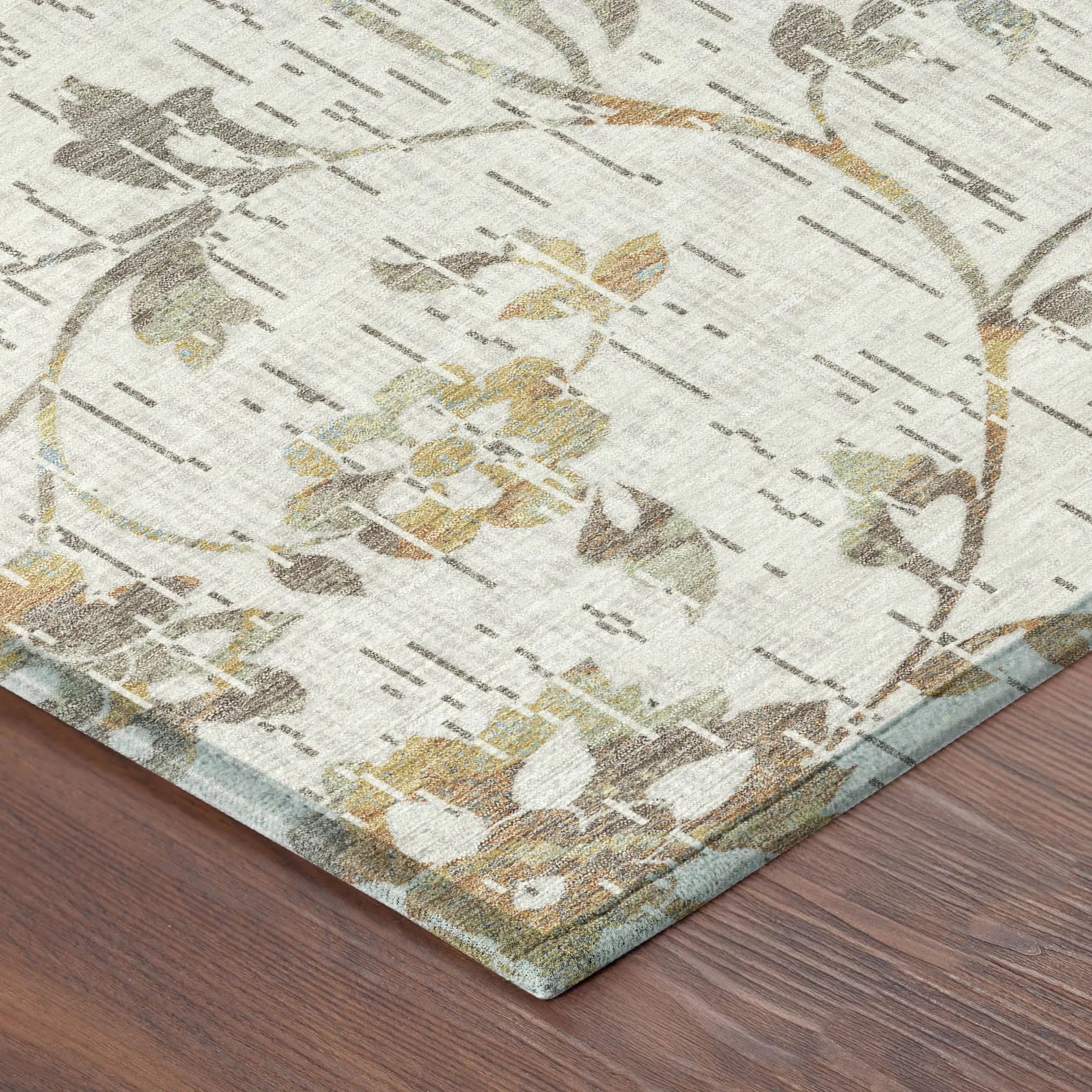 10' X 14' Ivory And Linen Floral Washable Indoor Outdoor Area Rug Homeroots Outdoor