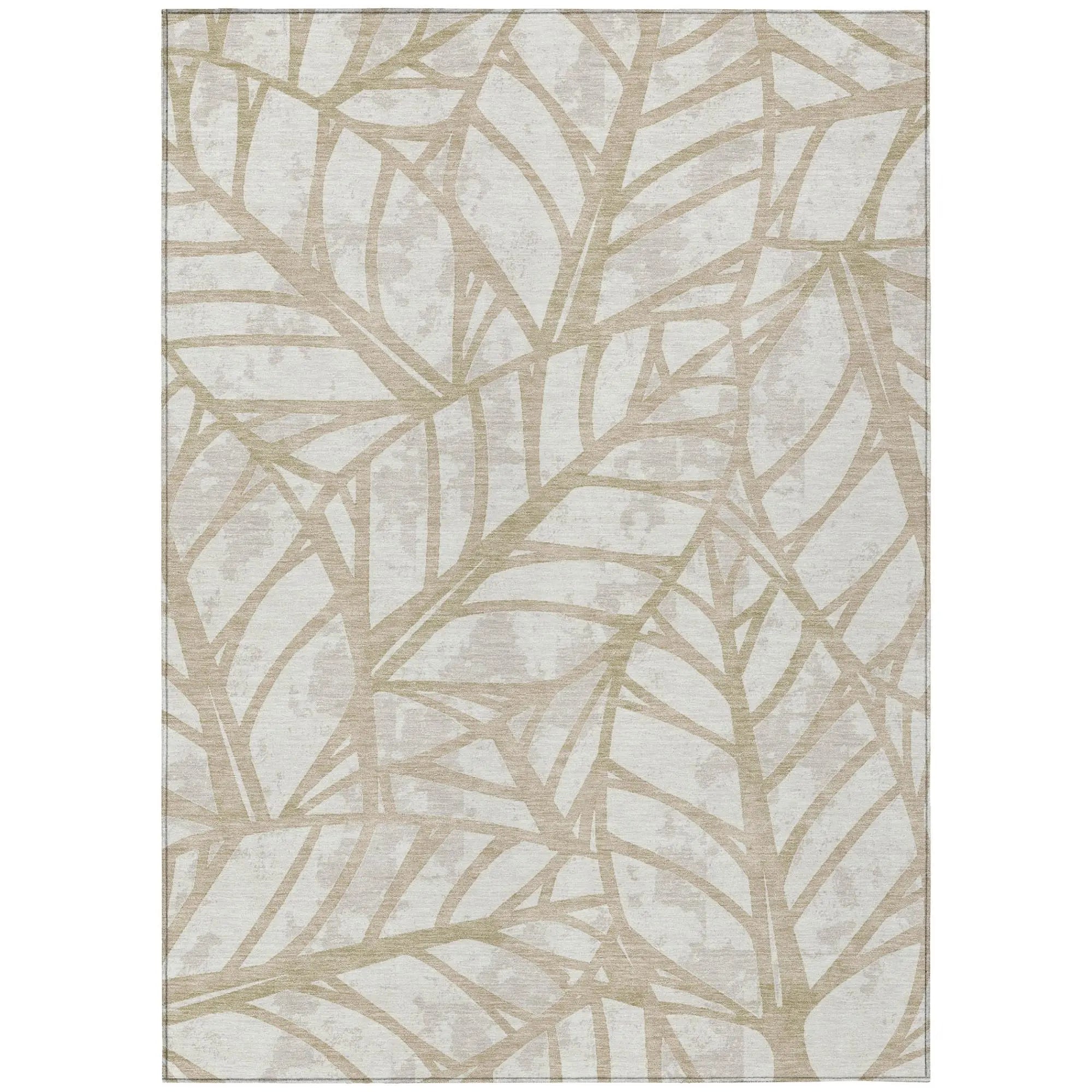 10' X 14' Ivory And Linen Floral Washable Indoor Outdoor Area Rug Homeroots Outdoor