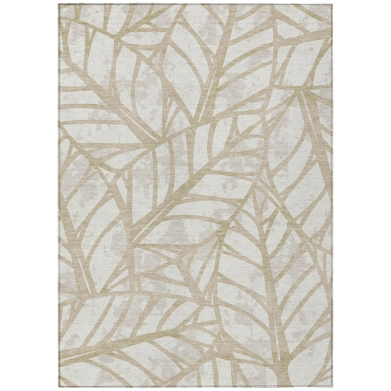 10' X 14' Ivory And Linen Floral Washable Indoor Outdoor Area Rug Homeroots Outdoor