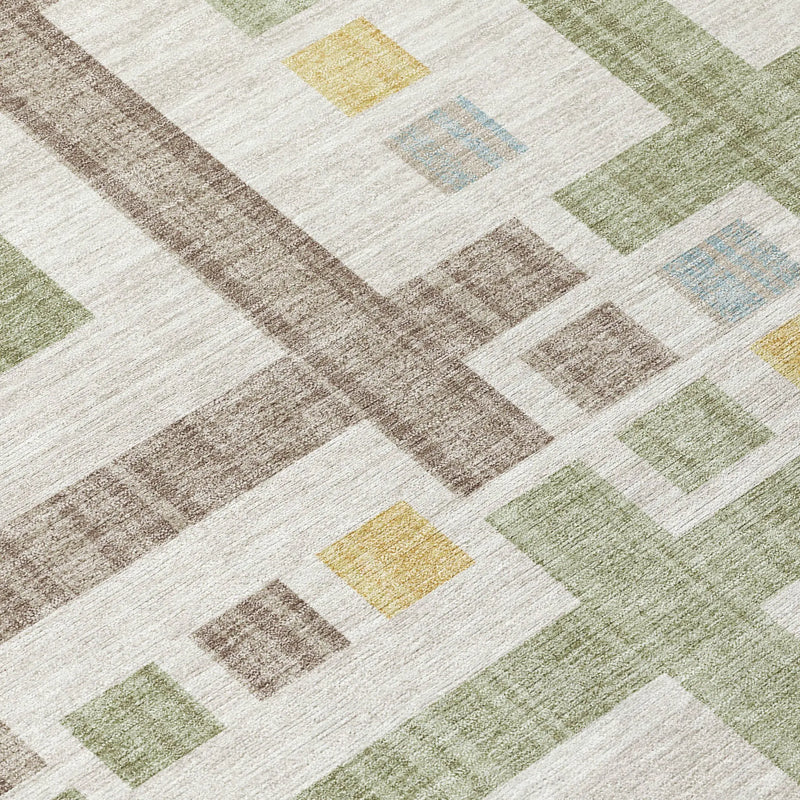 10' X 14' Ivory And Linen Geometric Washable Indoor Outdoor Area Rug Homeroots Outdoor