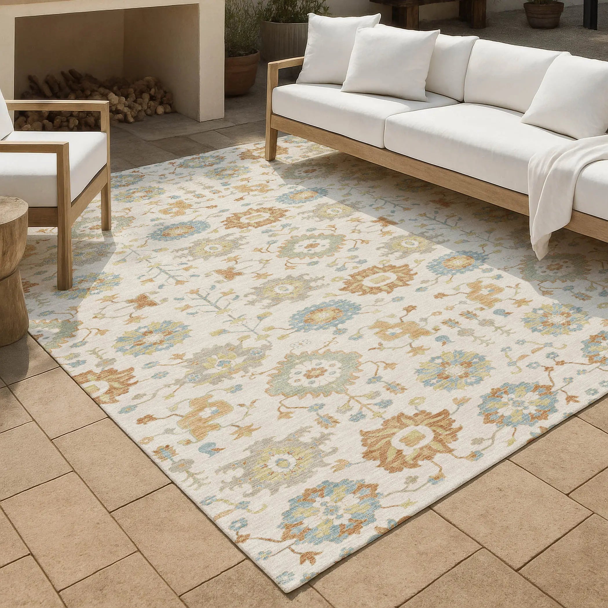 10' X 14' Ivory And Linen Geometric Washable Indoor Outdoor Area Rug Homeroots Outdoor