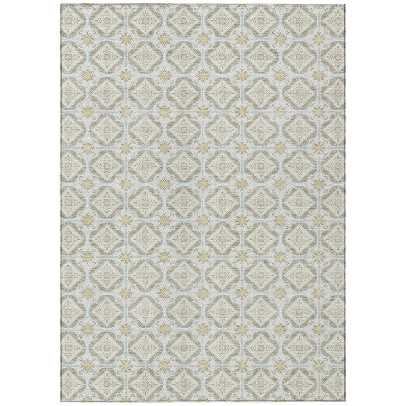 10' X 14' Ivory And Linen Geometric Washable Indoor Outdoor Area Rug Homeroots Outdoor