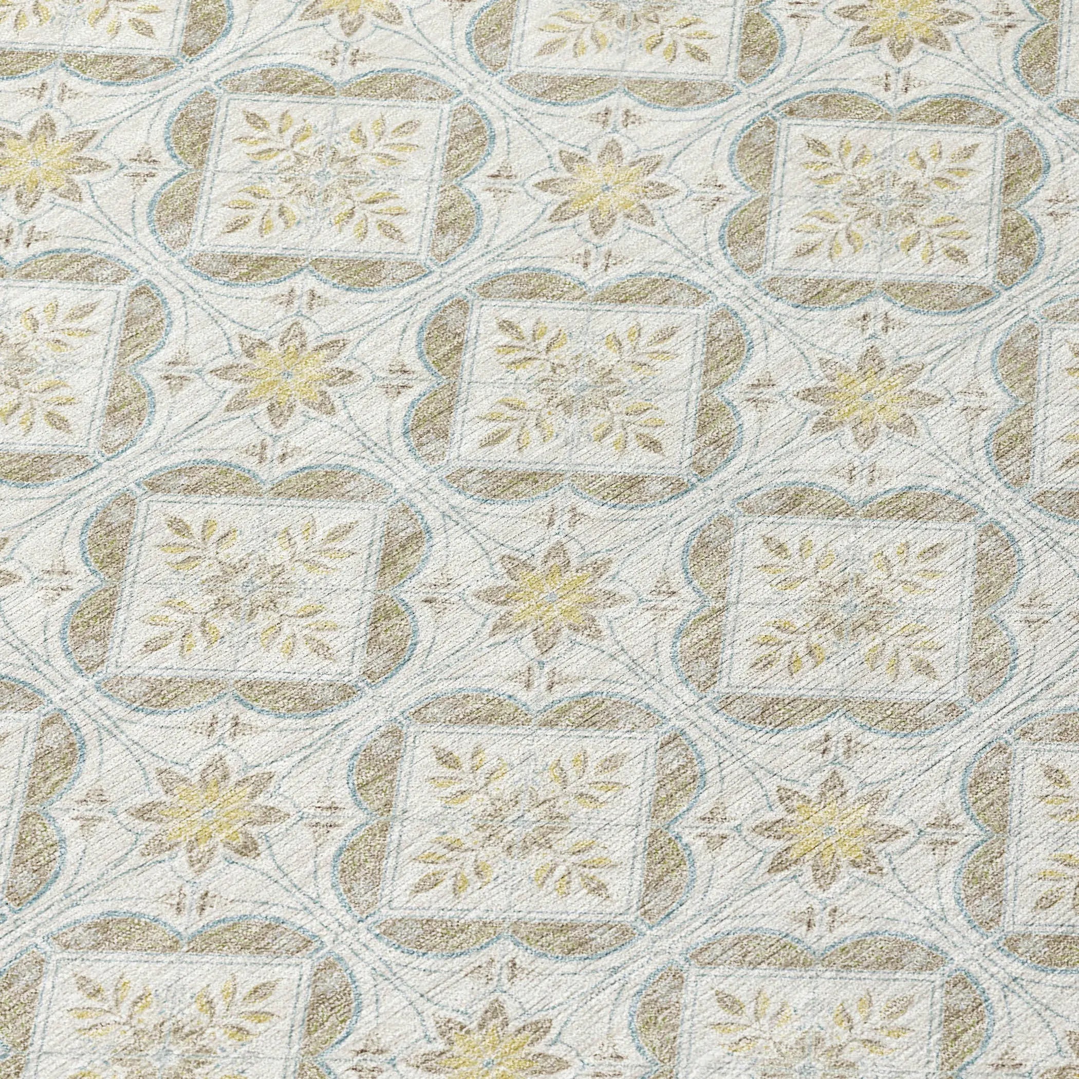 10' X 14' Ivory And Linen Geometric Washable Indoor Outdoor Area Rug Homeroots Outdoor