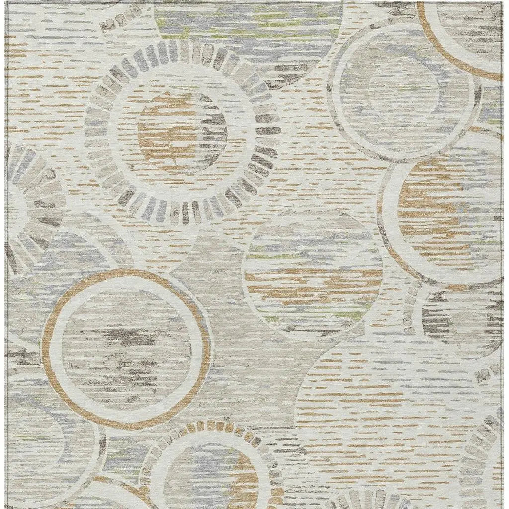 10' X 14' Ivory And Linen Geometric Washable Indoor Outdoor Area Rug Homeroots Outdoor