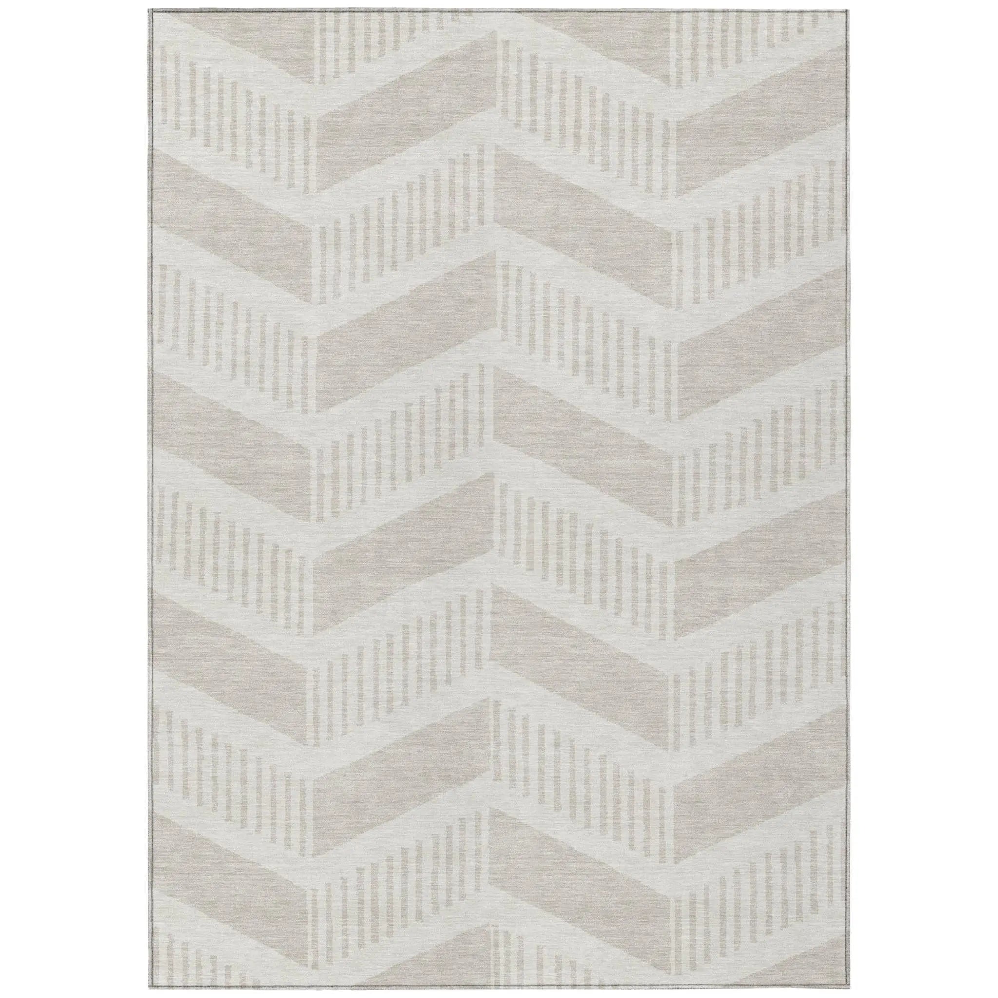 10' X 14' Ivory And Linen Geometric Washable Indoor Outdoor Area Rug Homeroots Outdoor
