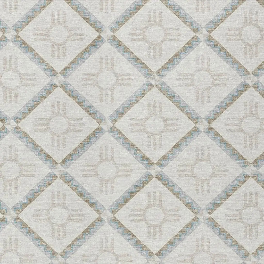 10' X 14' Ivory And Linen Geometric Washable Indoor Outdoor Area Rug Homeroots Outdoor