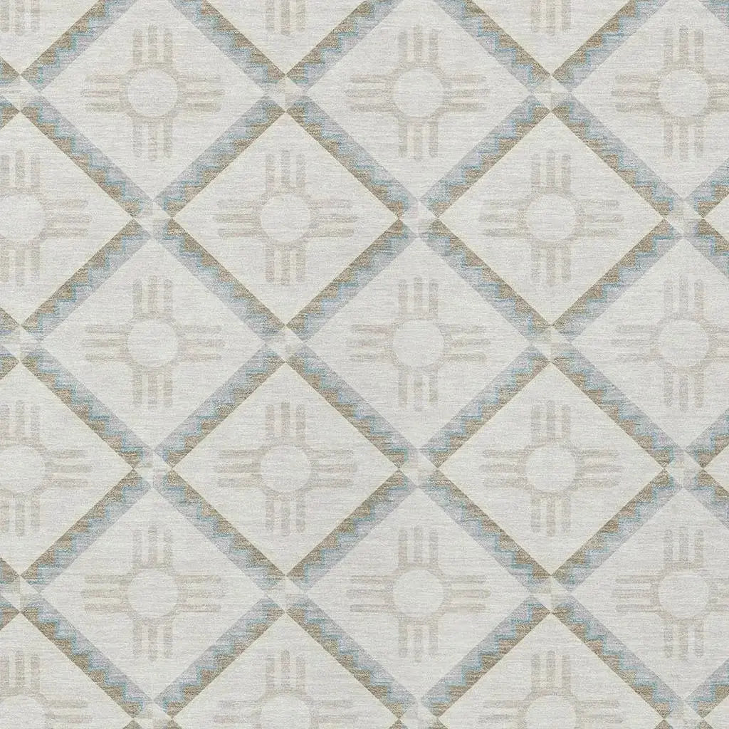 10' X 14' Ivory And Linen Geometric Washable Indoor Outdoor Area Rug Homeroots Outdoor