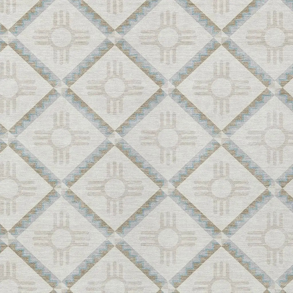 10' X 14' Ivory And Linen Geometric Washable Indoor Outdoor Area Rug Homeroots Outdoor