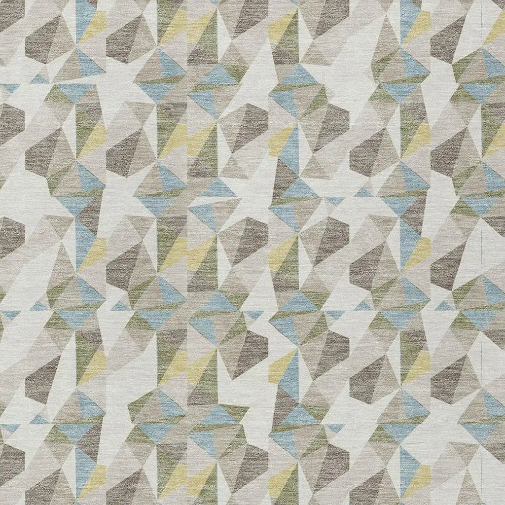 10' X 14' Ivory And Linen Geometric Washable Indoor Outdoor Area Rug Homeroots Outdoor
